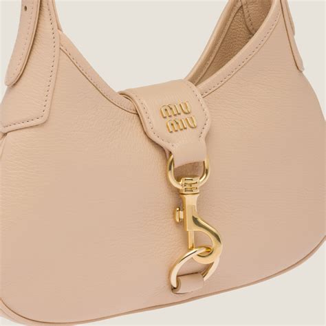 Sand Beige Madras Leather Hobo Bag 